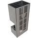 Камін Kratki FLOKI BOX правий 8 kW &Oslash; 160 в обудові з керамограніту CEMENTO GRIGIO BOCCIARDATA