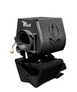 Отопительная конвекционная печь Rud Pyrotron Кантри 00 с варочной поверхностью (отапливаемая площадь 40 кв.м.) Стекло + Обшивка декоративная (черная)