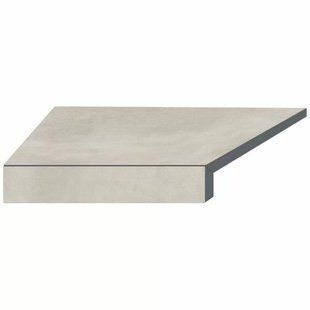 Угловой Г-образный элемент бортовой плитки Aquaviva Patio Soft Grey, 600x345x50(20) мм (левый/45&deg;)