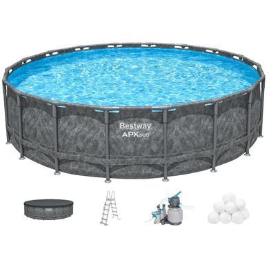 Каркасный бассейн Bestway Grey 561KE (610х132 см) с песочным фильтром, тентом и лестницей