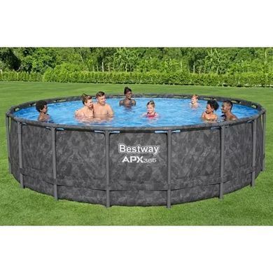 Каркасный бассейн Bestway Grey 561KE (610х132 см) с песочным фильтром, тентом и лестницей