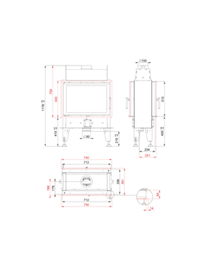 Каминная топка BeF DOUBLE 7 N F. PASSIVE