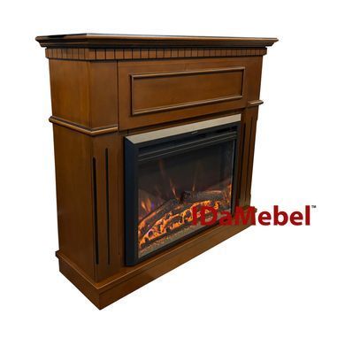 Камінокомплект IDaMebel Sorrento вільха коричневий (1095x1015x356) з каміном Goodfire Lite 26 з дровами та обігрівом
