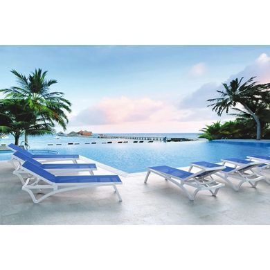 Шезлонг Aquajoy Pacific, белый с синим