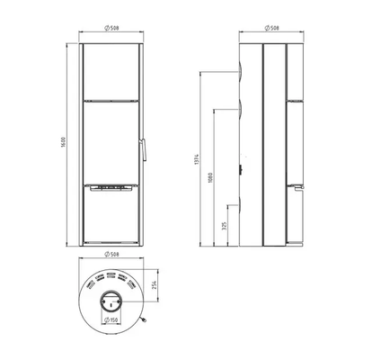 Дров'яна кругла піч для дому Color Stove H2 BLACK STEEL LIMESTONE