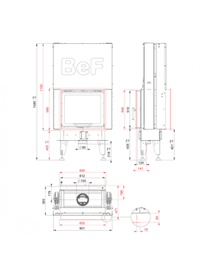 Каминная топка BeF DOUBLE V 6 F. PASSIVE