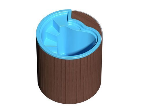 Холодна купіль Finspa "Айсберг", вагонка коричнева, купіль сіра, 30 кВт