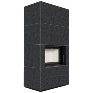 Камин Kratki FLOKI BOX 8 kW &Oslash; 160 в корпусе с керамогранита NATURALI ARDESIA NERO A SPACCO