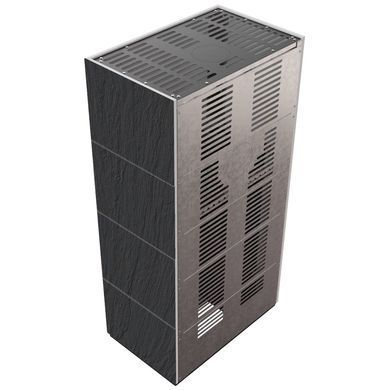 Камін Kratki FLOKI BOX 8 kW &Oslash; 160 в обудові з керамограніту NATURALI ARDESIA NERO A SPACCO