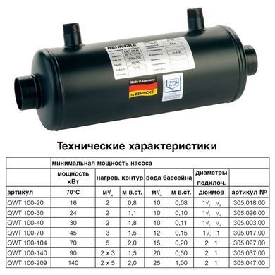 Теплообмінник BEHNCKE QWT 100 - 70