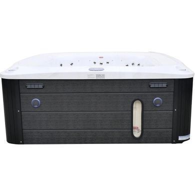 Переливний СПА-басейн Aquajoy Serenity (250х230х96 см), сріблясто-білий мармур, чорний корпус