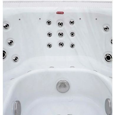 Переливний СПА-басейн Aquajoy Serenity (250х230х96 см), сріблясто-білий мармур, чорний корпус