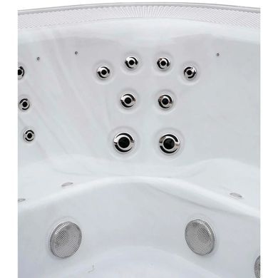Переливний СПА-басейн Aquajoy Serenity (250х230х96 см), сріблясто-білий мармур, чорний корпус