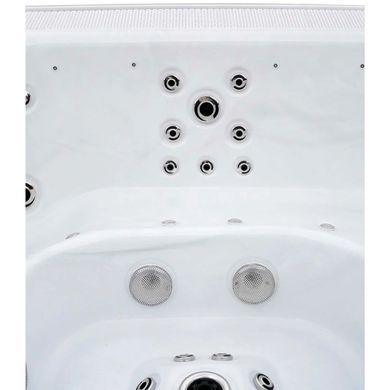 Переливний СПА-басейн Aquajoy Serenity (250х230х96 см), сріблясто-білий мармур, чорний корпус