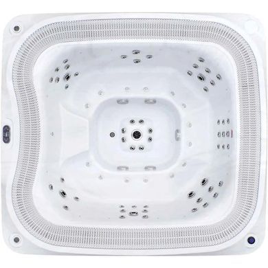 Переливний СПА-басейн Aquajoy Serenity (250х230х96 см), сріблясто-білий мармур, чорний корпус