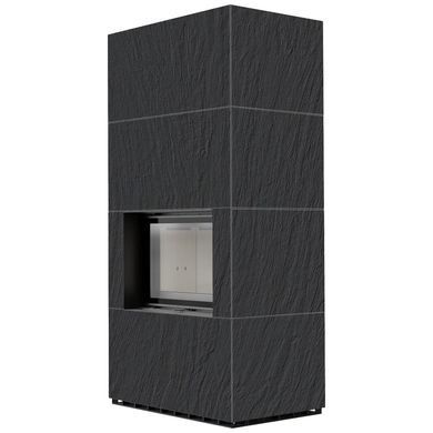 Камін Kratki FLOKI BOX 8 kW &Oslash; 160 в обудові з керамограніту NATURALI ARDESIA NERO A SPACCO