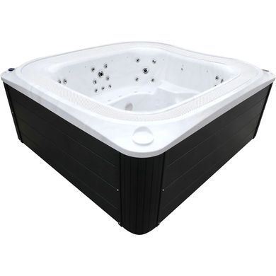 Переливний СПА-басейн Aquajoy Serenity (250х230х96 см), сріблясто-білий мармур, чорний корпус