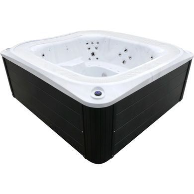 Переливний СПА-басейн Aquajoy Serenity (250х230х96 см), сріблясто-білий мармур, чорний корпус