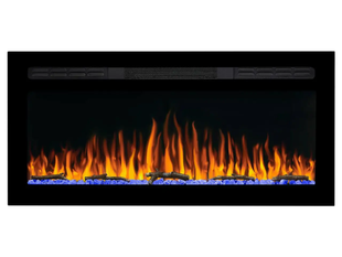 Электрокамин настенный/встраиваемый ArtiFlame AF37WR с обогревом и звуком горения огня.