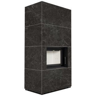 Камин Kratki FLOKI BOX 8 kW &Oslash; 160 в корпусе с керамогранита NATURALI NERO GRECO