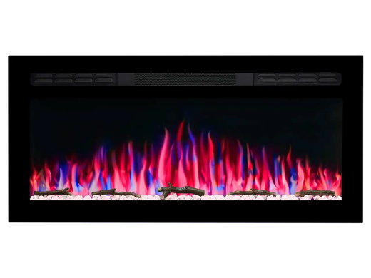 Электрокамин настенный/встраиваемый ArtiFlame AF37WR с обогревом и звуком горения огня.