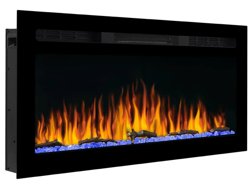 Электрокамин настенный/встраиваемый ArtiFlame AF37WR с обогревом и звуком горения огня.