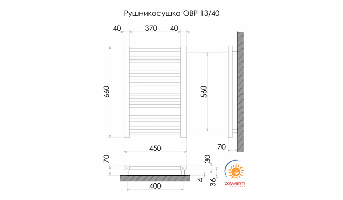 Радіатор опалення для ванної кімнати Polywarm WR13/45