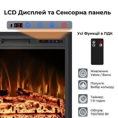 Електрокамін з обігрівом Royal Goodfire Lite 33 (EF33B), з дровами, кольорове полумʼя