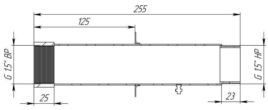Стіновий прохід нерж. 1 1/2''x250мм