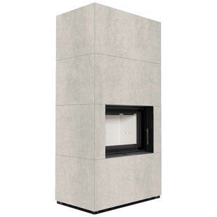 Камин Kratki FLOKI BOX 8 kW &Oslash; 160 в корпусе с керамогранита NATURALI PIETRA DI SAVOIA PERLA BOCCIARDATA