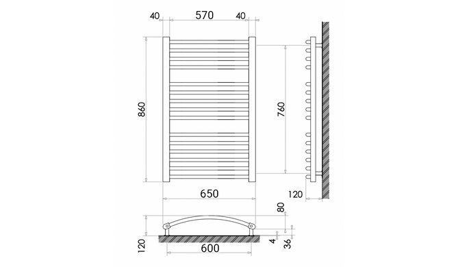 Радіатор опалення для ванної кімнати Polywarm WG15/65