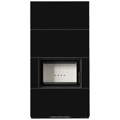 Камін Kratki FLOKI BOX 8 kW &Oslash; 160 в обудові з керамограніту NERO ASSOLUTO