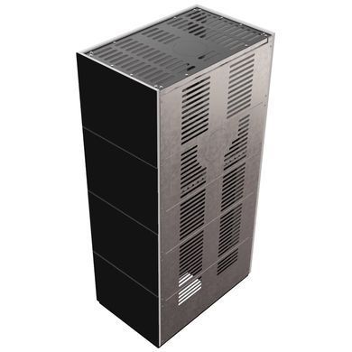 Камін Kratki FLOKI BOX 8 kW &Oslash; 160 в обудові з керамограніту NERO ASSOLUTO
