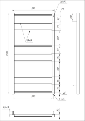 Полотенцесушитель Genesis-Aqua Tristar square 120x53 см