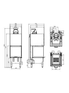 Каминная топка Hitze TRINITY TRI54X54X53