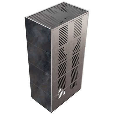 Камін Kratki FLOKI BOX 8 kW &Oslash; 160 в обудові з керамограніту OSSIDO NERO