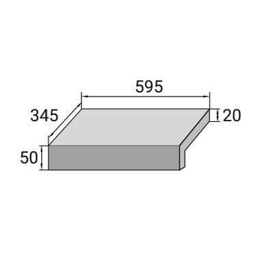 Бортовая Г-образная плитка Aquaviva Granito Gray, 595x345x50(20) мм