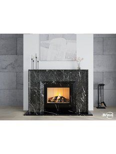 Каминная облицовка Браво Денвер материал Pietra Grey + Nero Marquina