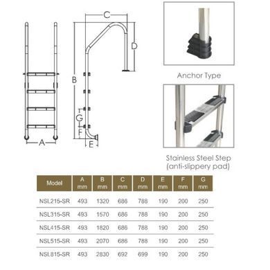 Сходи Emaux Standard NSL415-SR (4 ступені)
