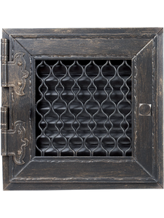 Вентиляционная решетка Kratki 22x22 см RETRO одинарная графитовая открывающаяся