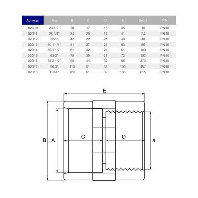 Муфта ПВХ Hidroten ВР, 1002012, переходная, d31х1"
