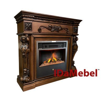 Каминокомплект IDaMebel Seville дубовый (1196x1120x356) с паровым камином Etna SF 05 с настоящим 3D эффектом пламени, обогревом, звуком и дровами.