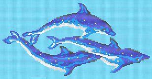 Стеклянная мозаика TRIO DELFINES 350х170 (2.5 x 2.5 см) на бумаге