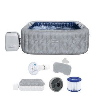 Надувной джакузи Bestway 6001Q LAY-Z-SPA San Francisco HydroJet Pro с управлением с помощью приложений, на 7 человек, 230 x 230 x 71 см, вид мрамора (бархатный серый) | , Bestway