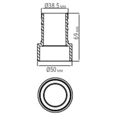 Соединитель шланга Emaux 91609007, клеевой (38х50 мм)