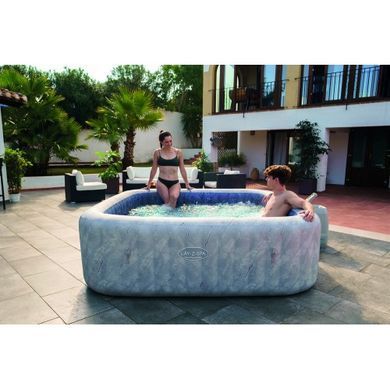 Надувной джакузи Bestway 6001Q LAY-Z-SPA San Francisco HydroJet Pro с управлением с помощью приложений, на 7 человек, 230 x 230 x 71 см, вид мрамора (бархатный серый) | , Bestway
