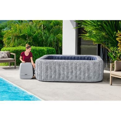 Надувной джакузи Bestway 6001Q LAY-Z-SPA San Francisco HydroJet Pro с управлением с помощью приложений, на 7 человек, 230 x 230 x 71 см, вид мрамора (бархатный серый) | , Bestway