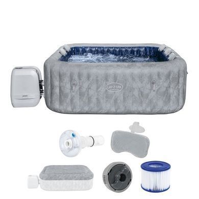 Надувной джакузи Bestway 6001Q LAY-Z-SPA San Francisco HydroJet Pro с управлением с помощью приложений, на 7 человек, 230 x 230 x 71 см, вид мрамора (бархатный серый) | , Bestway