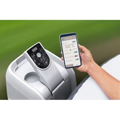 Надувной джакузи Bestway 6001Q LAY-Z-SPA San Francisco HydroJet Pro с управлением с помощью приложений, на 7 человек, 230 x 230 x 71 см, вид мрамора (бархатный серый) | , Bestway
