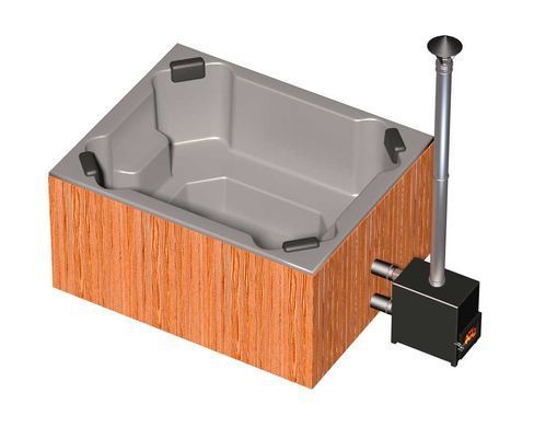Spa купіль на дровах Finspa "Етна", вагонка звичайна, купіль блакитна, 15 кВт